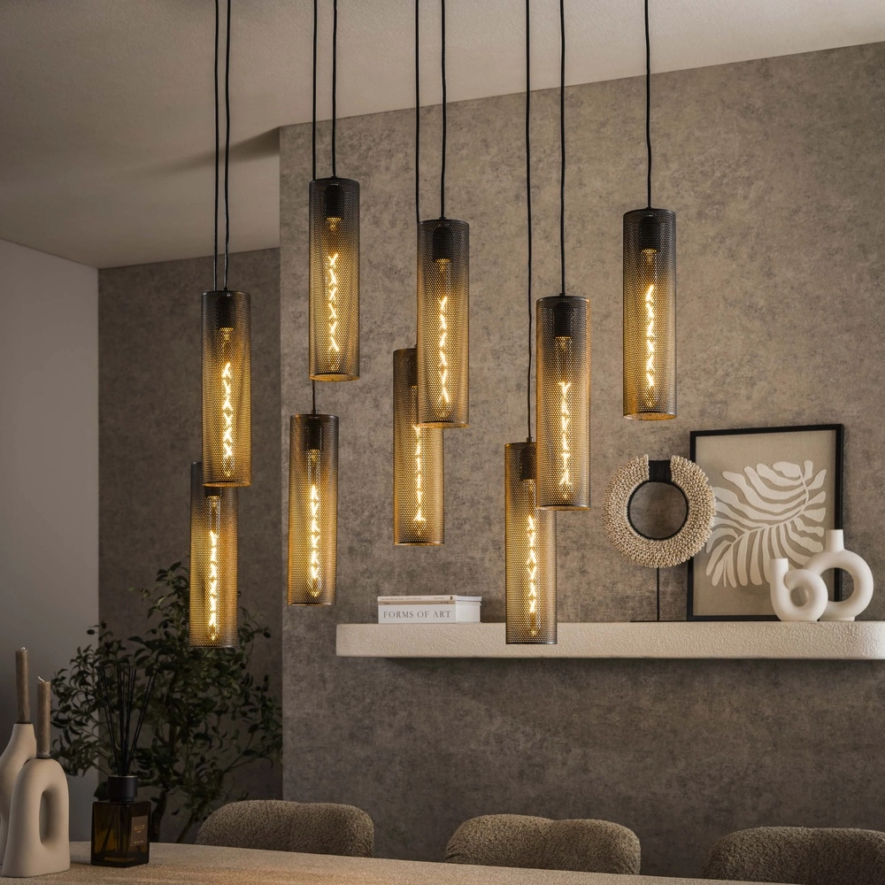 Rohr-Pendellampe Tube 9-Lichter - Arktisch Schwarz Lyora 8716803511545