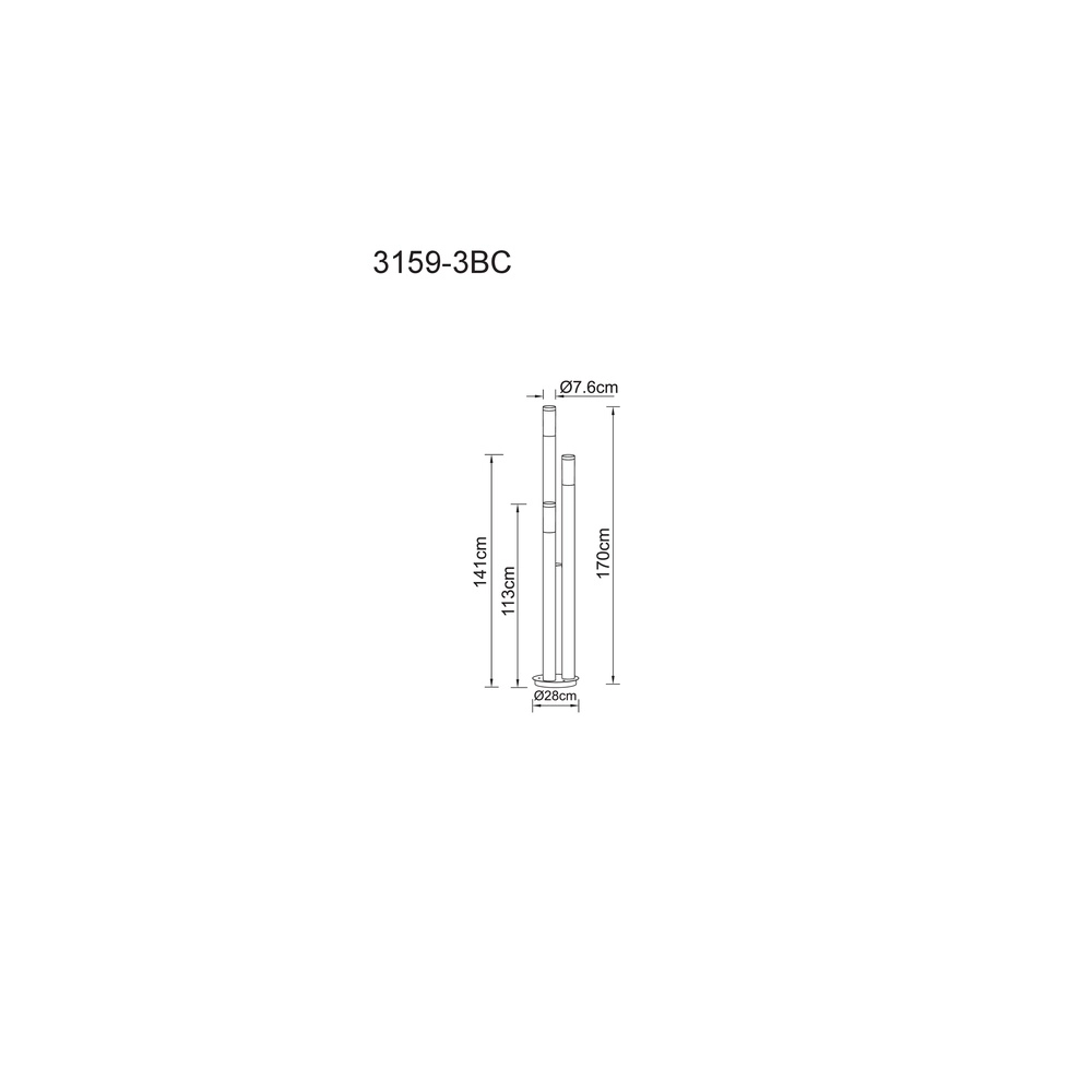 3-Licht-Gartenlampe Boston Schwarz Globo 9007371442904