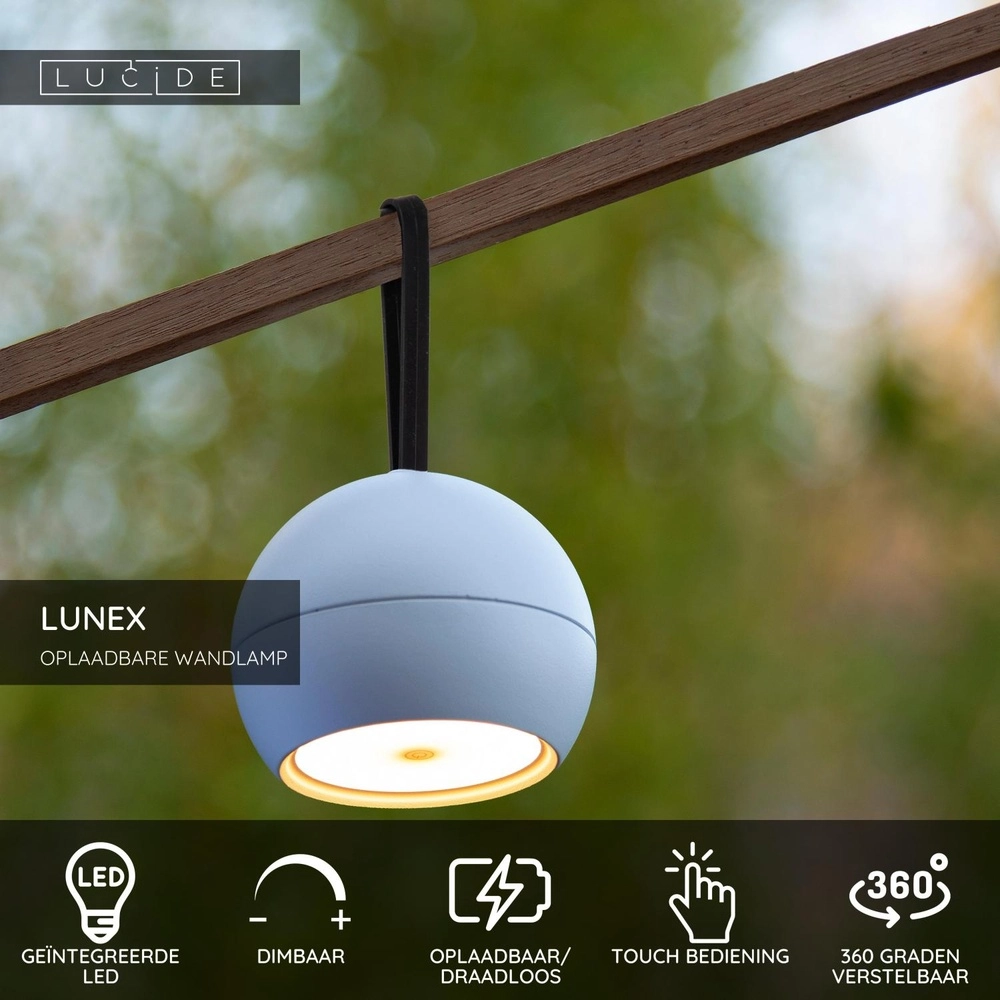 Wiederaufladbare Wandlampe Lunex Weißer Magnetmagnet Lucide 5411212272416