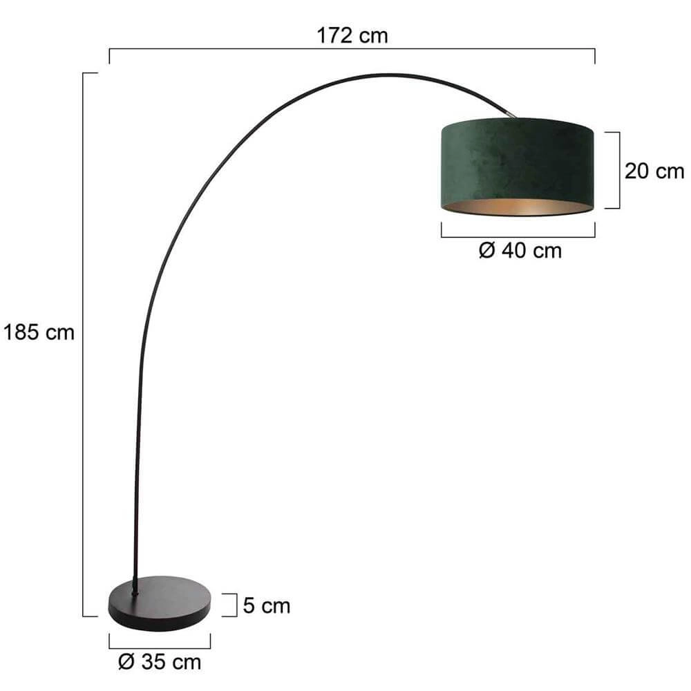Bogenlampe Solva schwarz mit grüner Kapuze Steinhauer 8712746174731