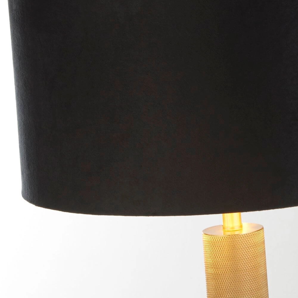 Goldene Tischlampe London mit schwarzer Kapuze Searchlight 5053423256498