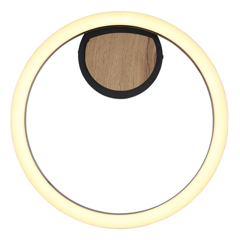 Deckenlampe Beatrix Rund schwarz mit Holz Globo 9007371445417