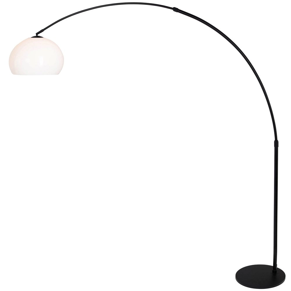 Bogenlampe Stresa schwarz mit weißem Lampenschirm