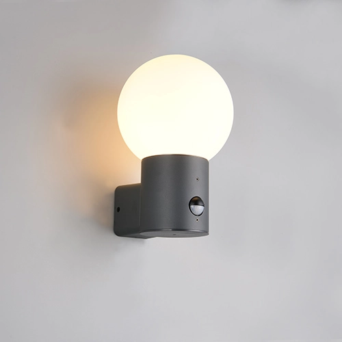Kugelwandlampe Mures Anthrazit mit Sensor