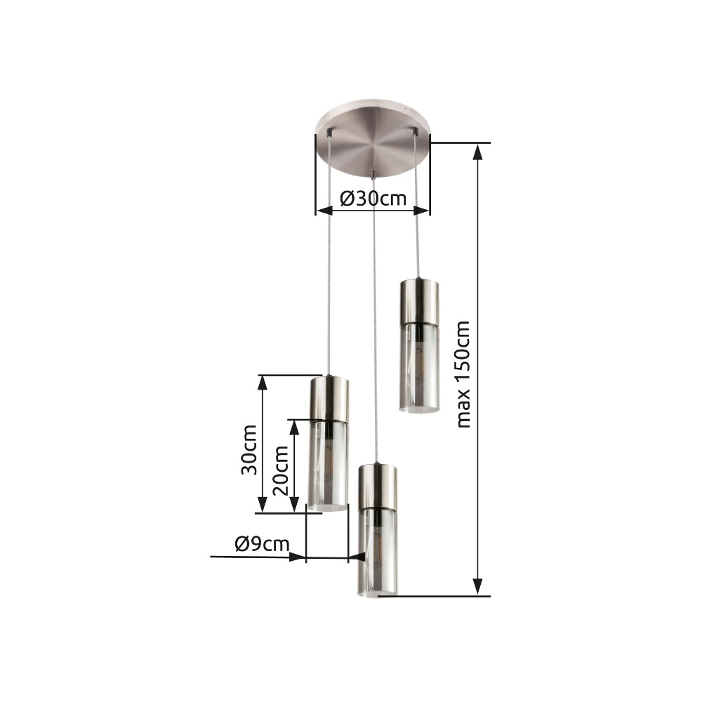3-Licht Pendellampe Annika Nickel-Design Globo 9007371412686