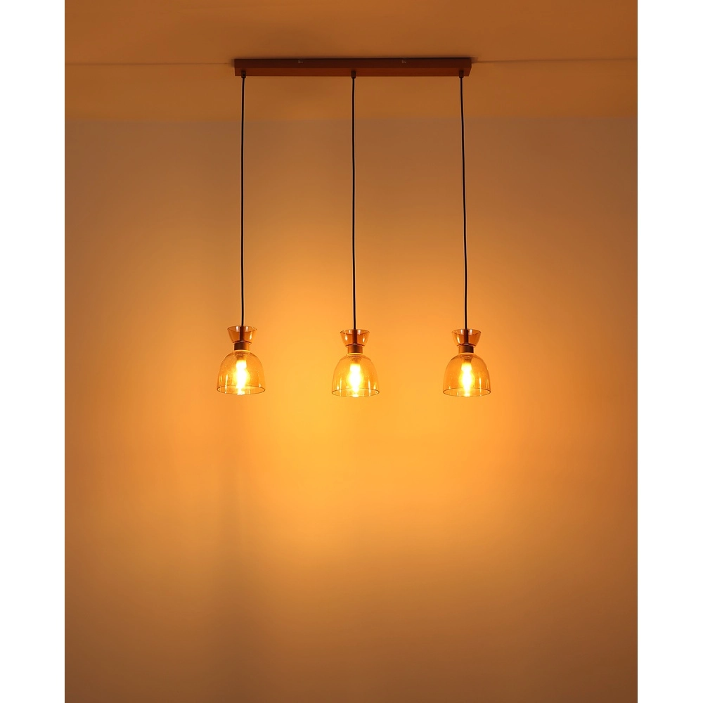 Design-Pendellampe Massey Kaffeebraun 3-Licht Globo 9007371533503