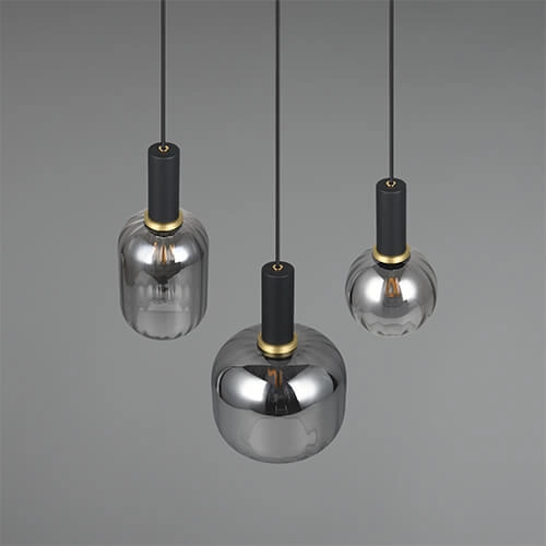 Hängelampe für das Esszimmer Diva 3-flammig – Rauchglas Trio 4017807614565