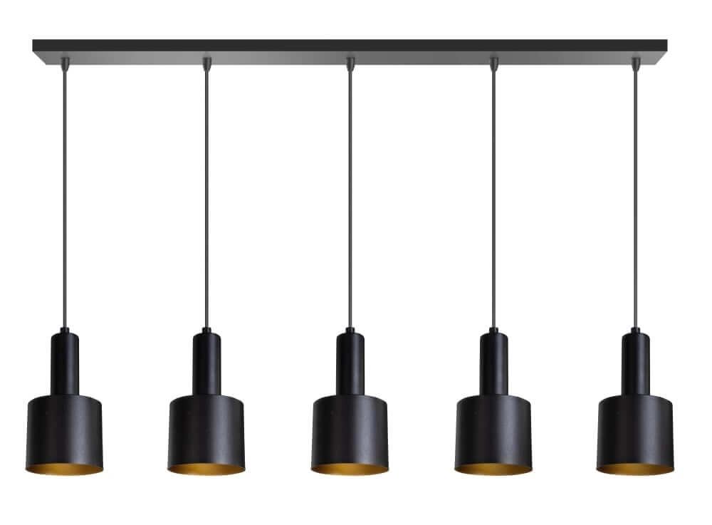 Schwarze Hängelampe Sledge 5 Lichtschwarz mit gold