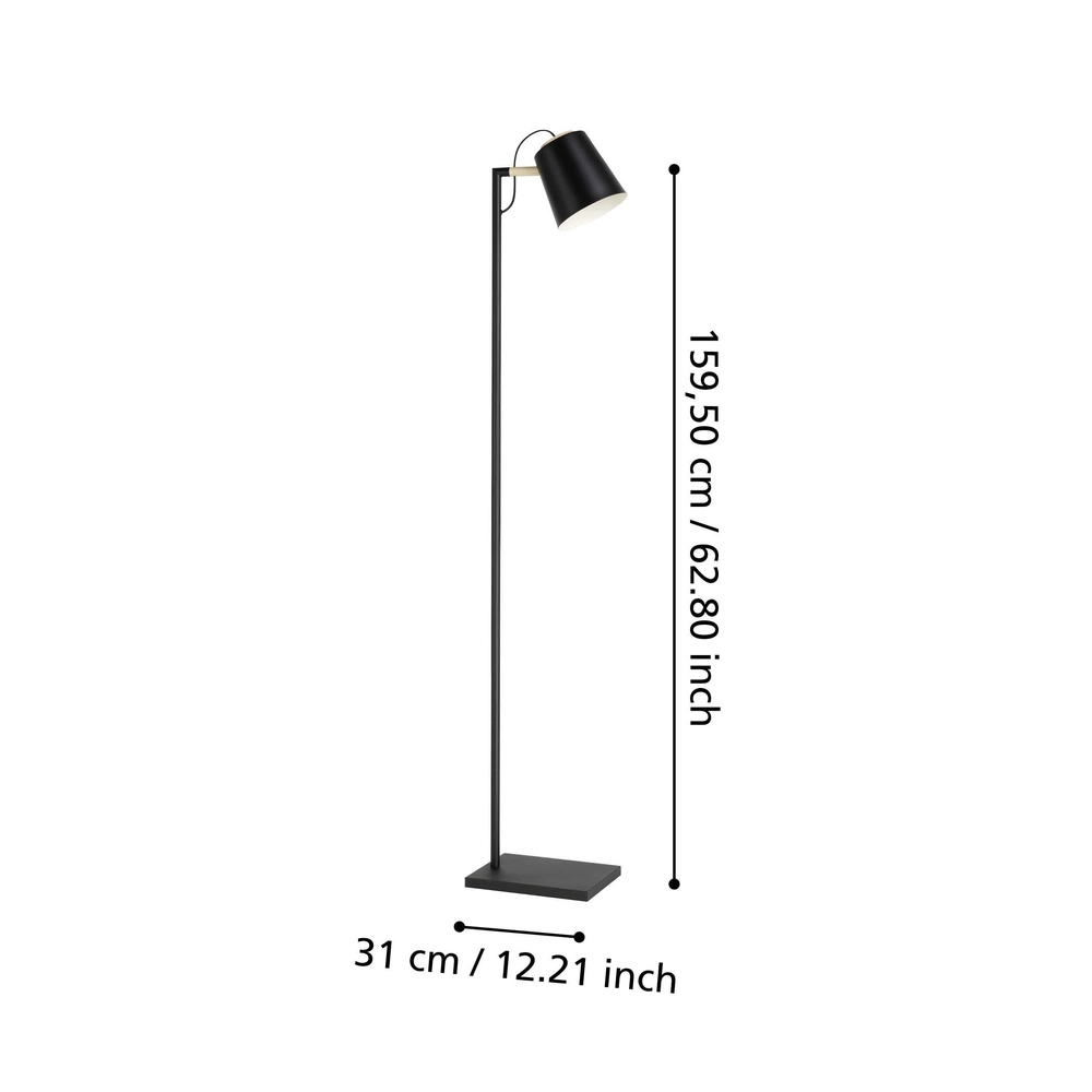 Stilvolle Stehlampe Lacey Schwarz mit Holzoptik Eglo 9002759436148