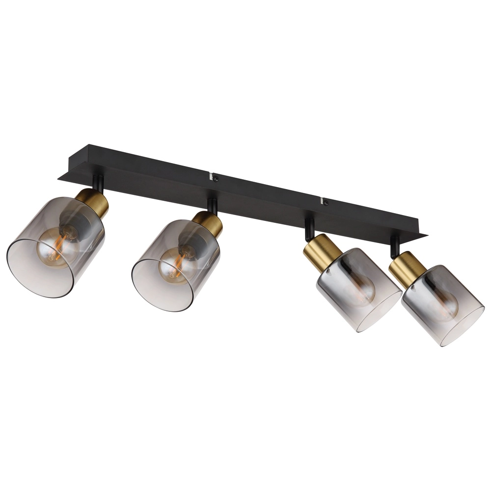 4-Licht Deckenlampe Hollsy Schwarz mit Rauchglas Globo 9007371451852