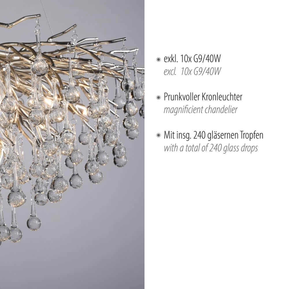 Einzigartiger Kronleuchter Icicle Metall Paul Neuhaus 4012248352137