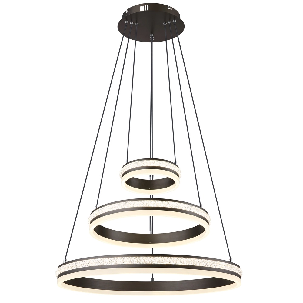 Design-Pendellampe Grouni 3 Ringe mit Titan gebürstet Globo 9007371455003