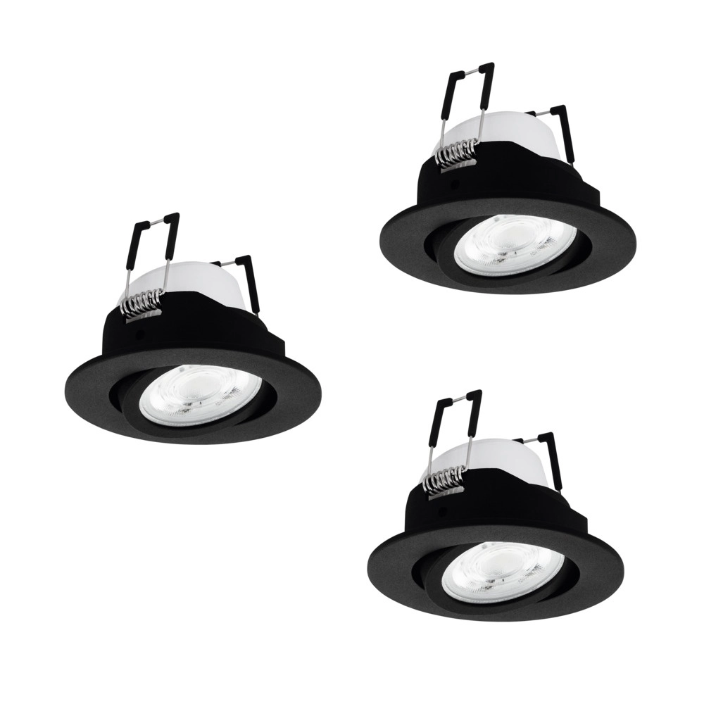 Set mit 3 Einbaustrahlern Saliceto-Z Smart Schwarz