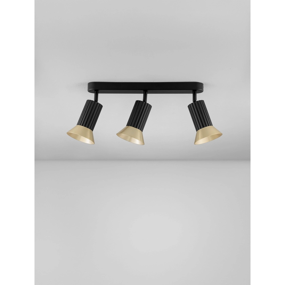 Deckenlampe Luvia 3-flammig schwarz mit gold