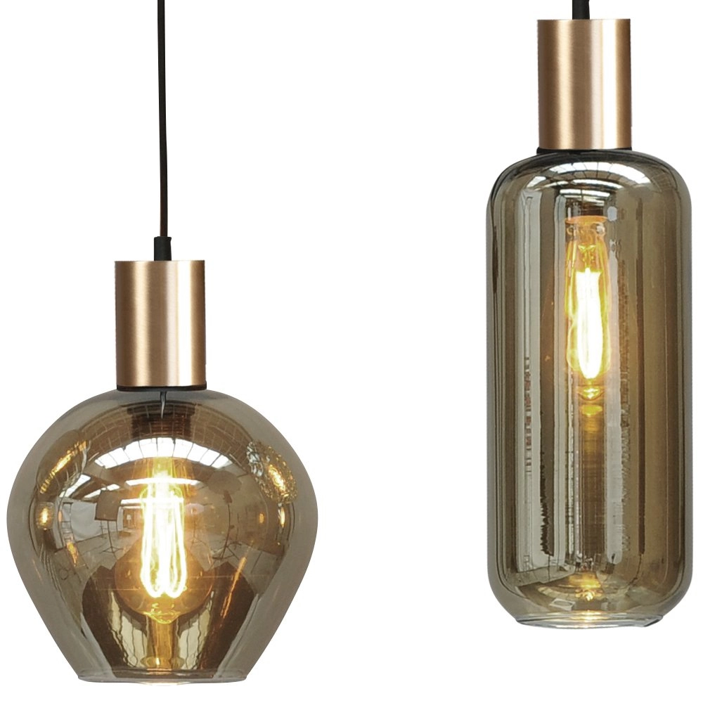 Hängelampe schwarz mit Gold Bounty 5-flammiges Curio-Glas Masterlight 8718121245713