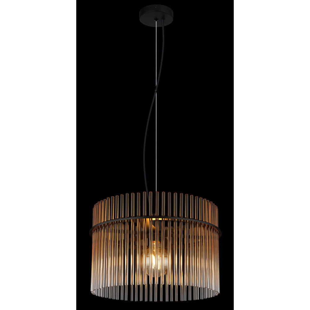 Schwarze Pendelleuchte Gorley mit Braunglas Ø 40cm Globo 9007371465996