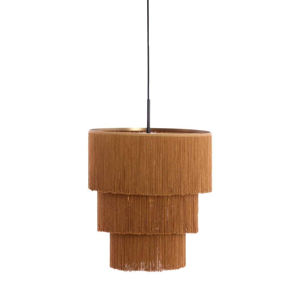 Schnur-Pendellampe Malaika Ø 45cm – braun