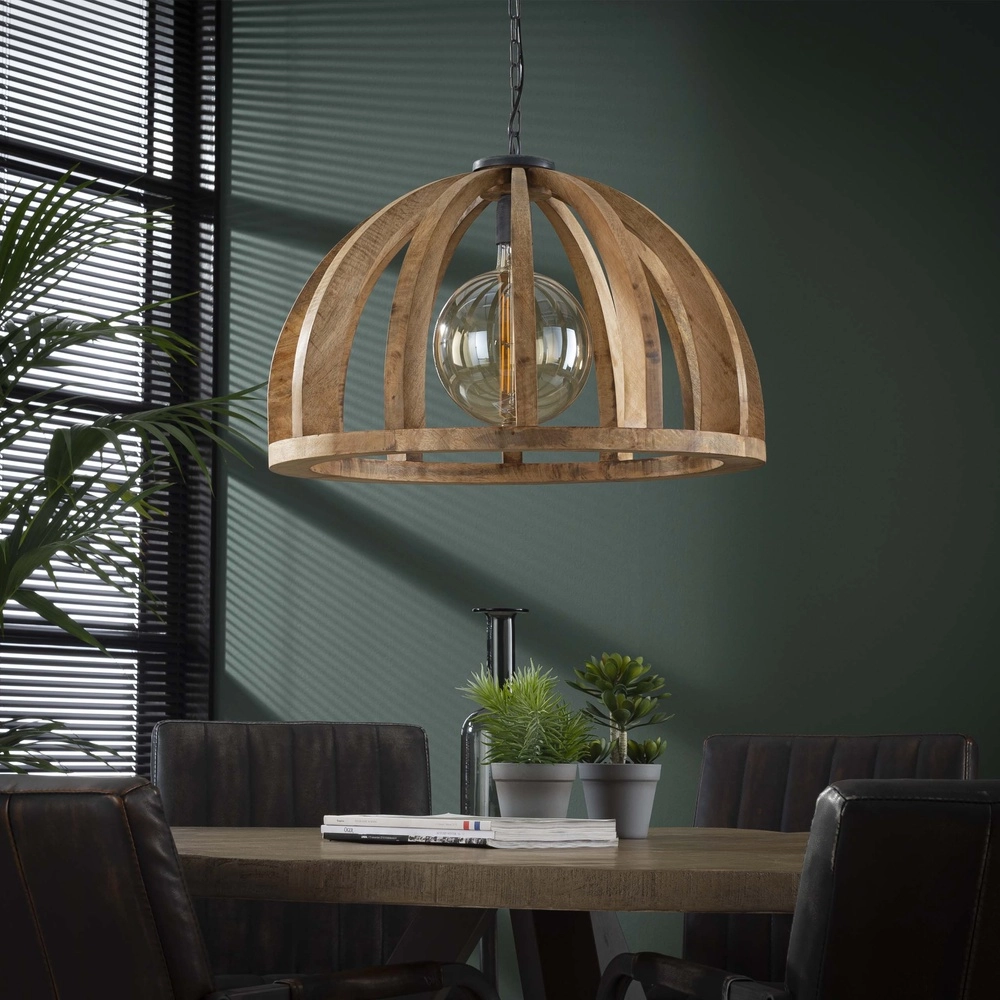 Holz-Esstisch-Pendellampe Orba Ø 60cm - E27 Lyora 8716803513211