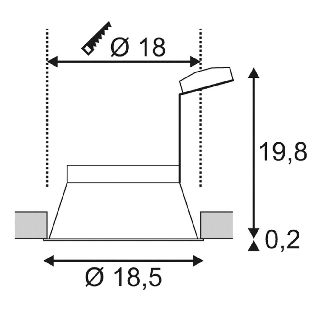 Einbaustrahler Horn 18,5 cm schwarz SLV 4024163168724