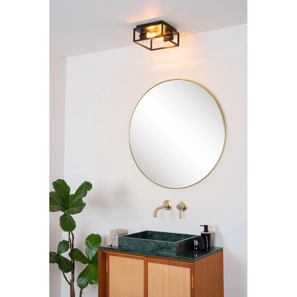 Schwarze Wandlampe Carlyn 2-Licht Badezimmer IP54 Lucide 5411212271709