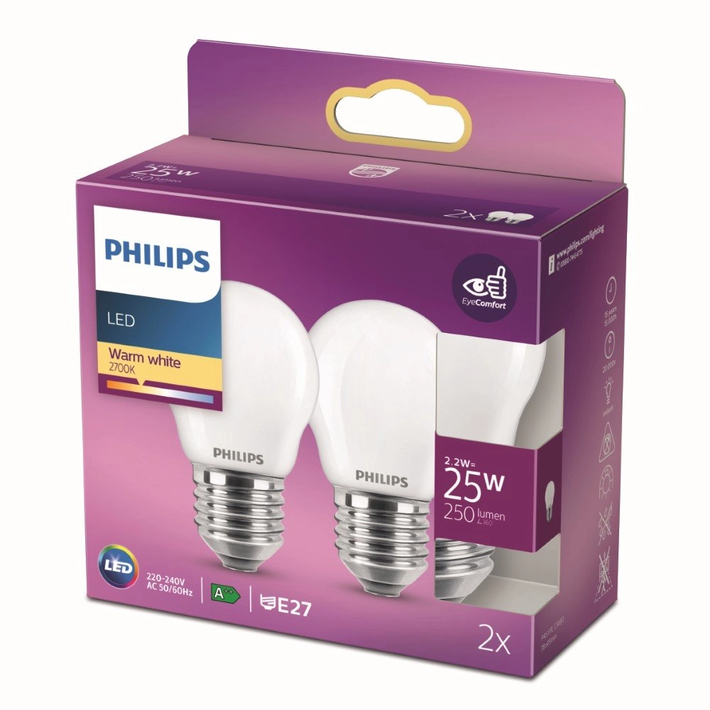 2,2W - E27 - 2700K - 250 lumen 2er-Set Philips 8718699782115