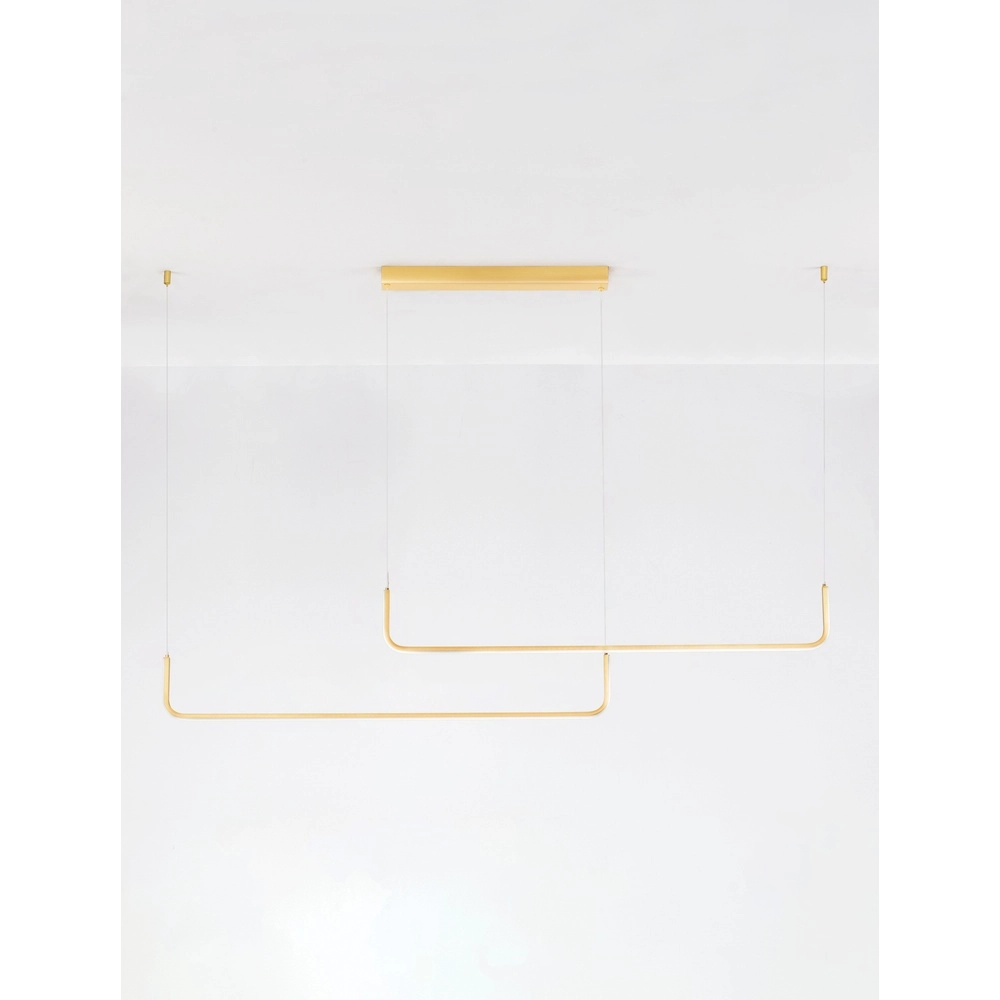 Schlanke Pendelleuchte Strita Gold Doppel 3000K Lyora 5212017448408