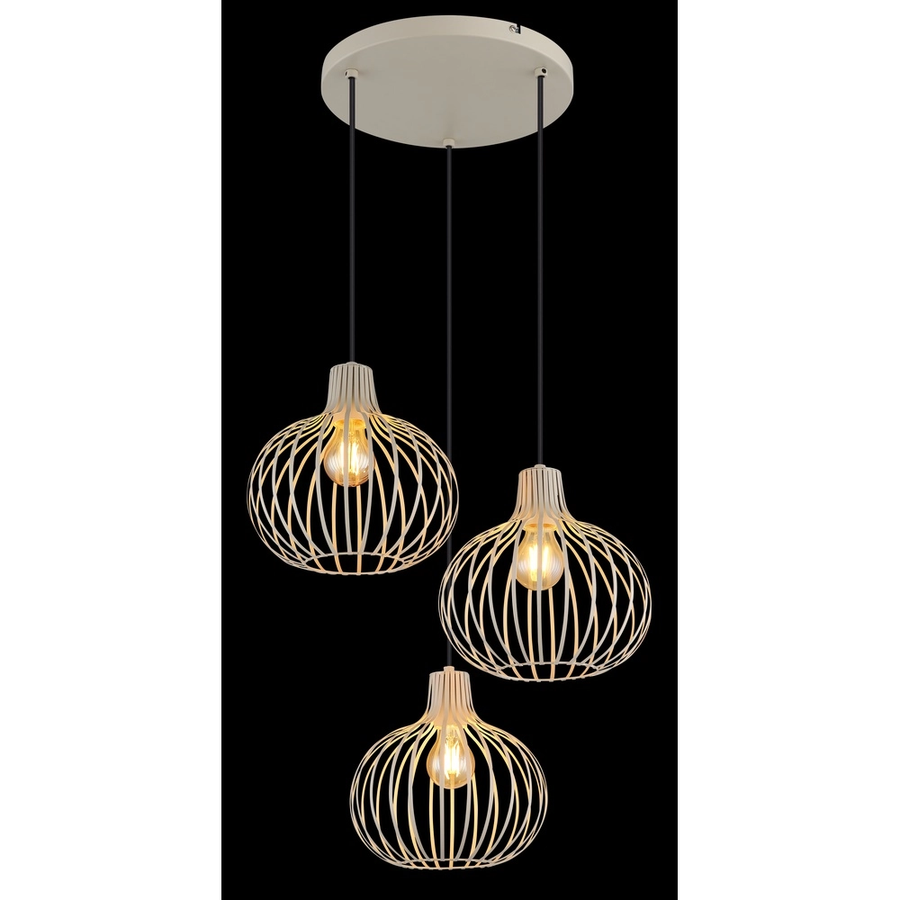 Design-Pendellampe Mateo 3-Licht Rundcreme Globo 9007371566150