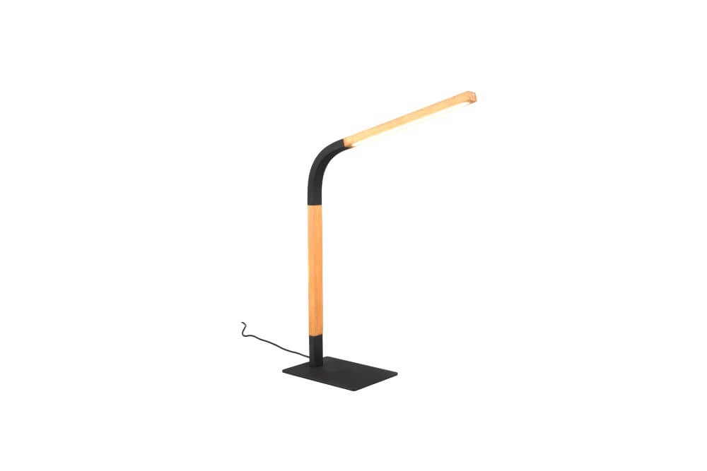 Flexible Tischleuchte Norris schwarz mit Holz