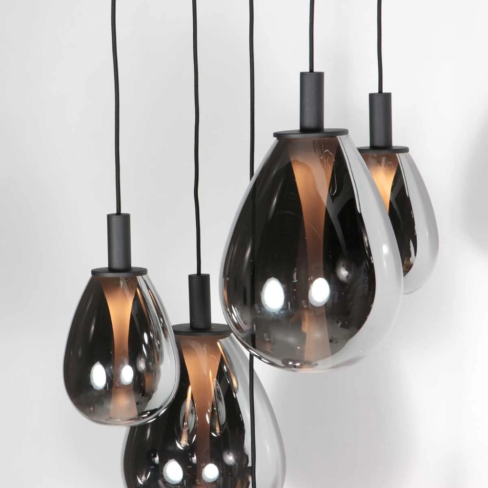 Pendelleuchte Glimsy 5-flammig schwarz rund Steinhauer 8712746177961