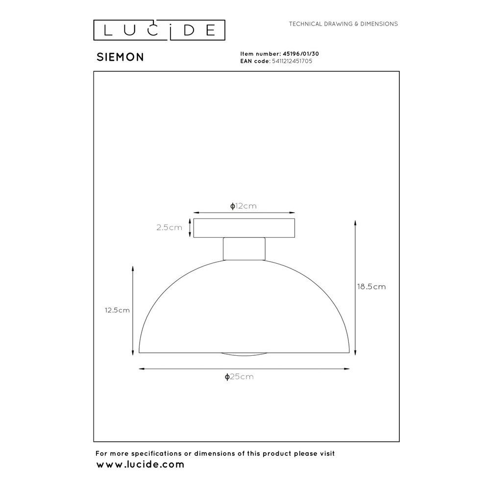 Design-Deckenlampe Siemon Schwarz Lucide 5411212451705