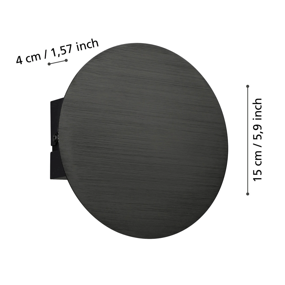 Elegante Wandlampe Talamello Ø 15cm – schwarz – LED Eglo 9008606316472