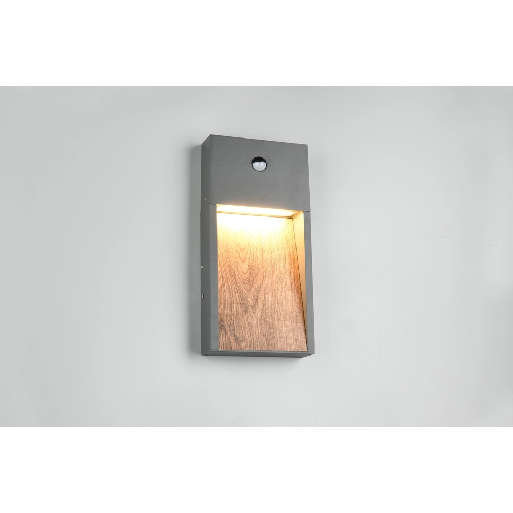 Design-Wandleuchte Salmon Grau mit Holz und Sensor Trio 4017807603712