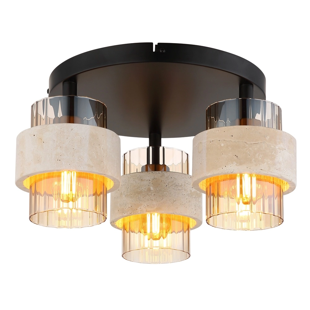 Deckenlampe Daren Schwarz mit Marmor