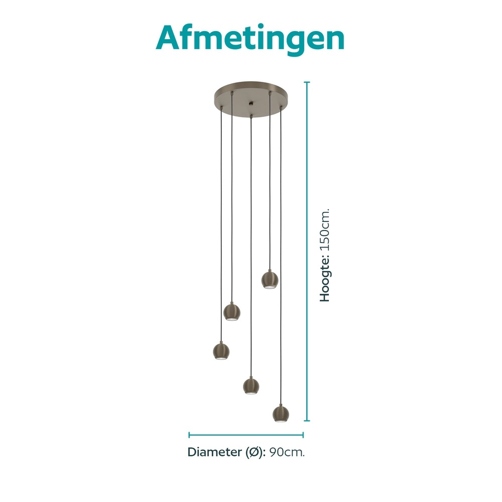 Design-Pendellampe Bimeda 1 Dunkelbronze 5-Lichter