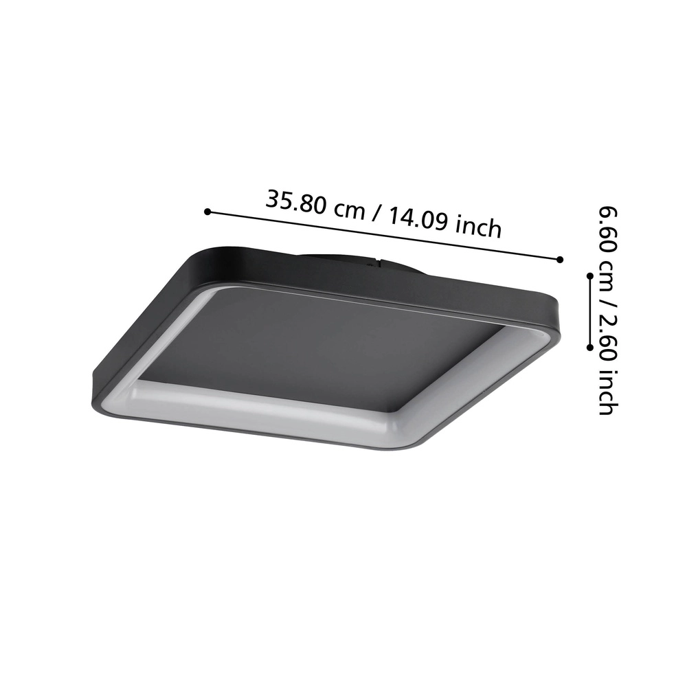 Elegante LED-Deckenlampe Loretello 35x35cm – schwarz Eglo 9008606316397