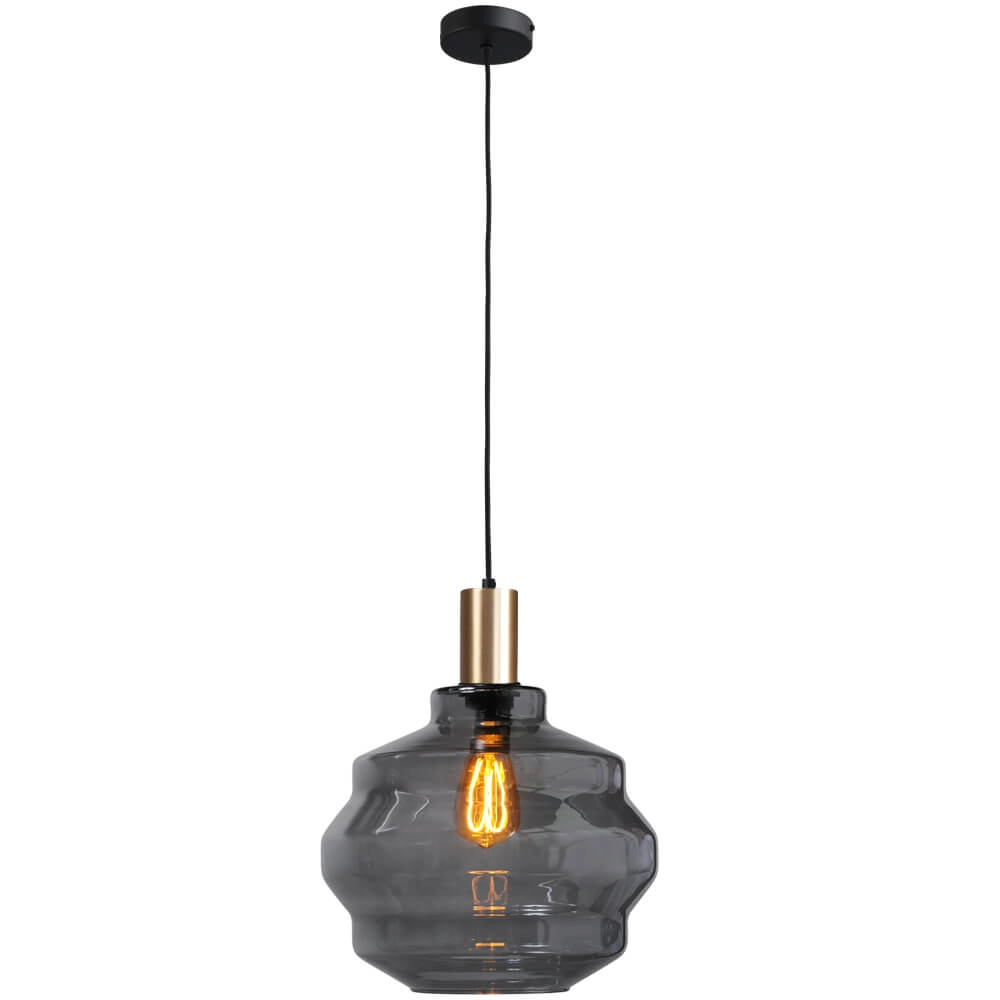 Hängelampe Gold Porto mit Kugelrauchglas - Ø 30cm Masterlight 8718121269146