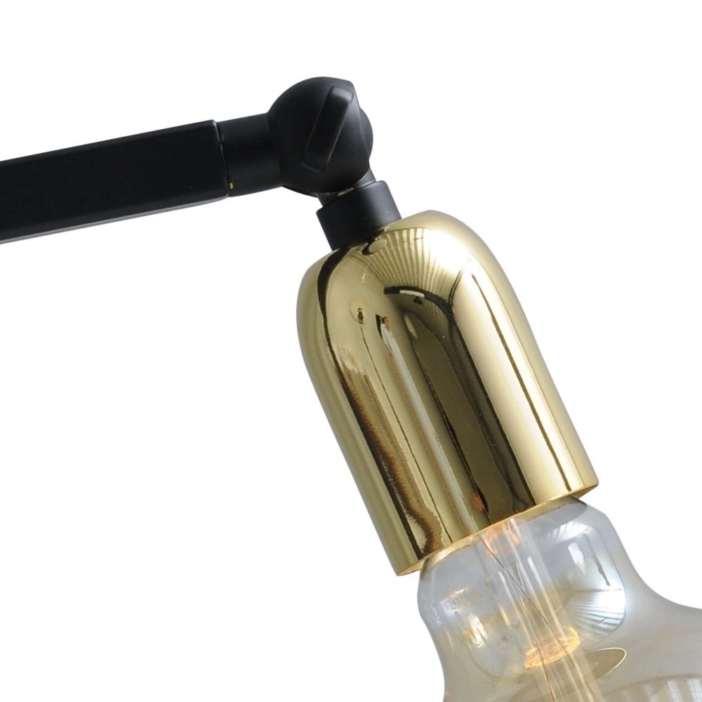 Schwarze Tischlampe Tube mit Goldbeschlag Masterlight 8718121188706