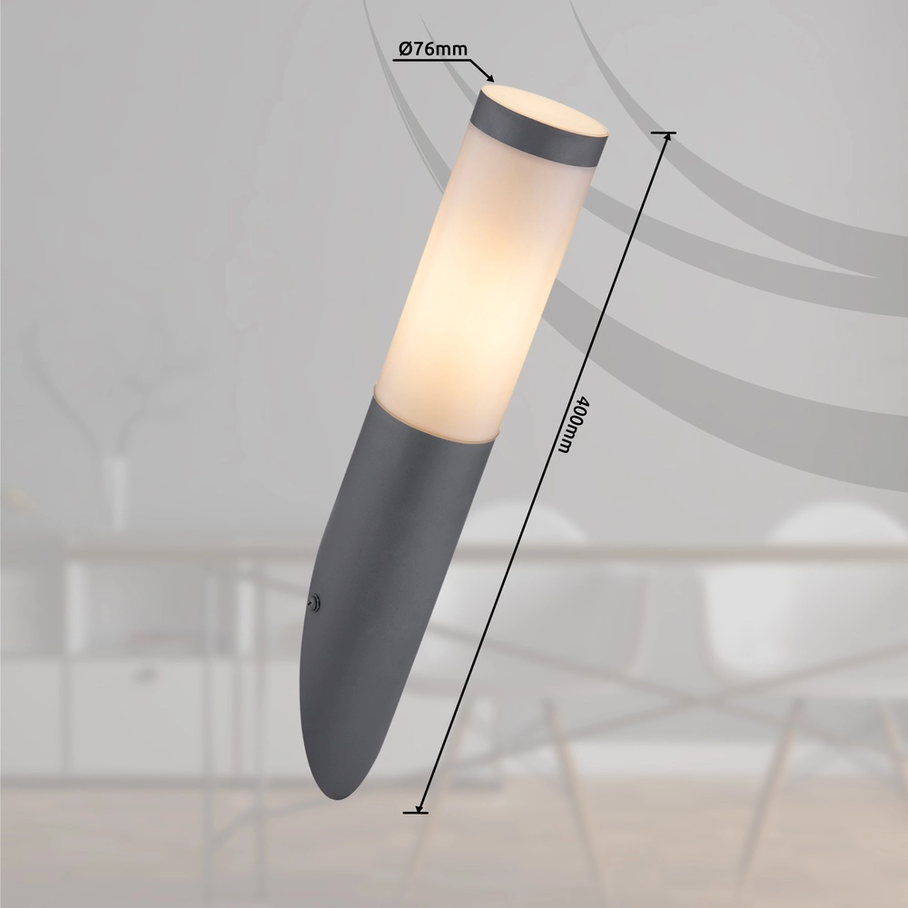 Design-Außenlampe Boston Anthrazit mit Weiß Globo 9007371413577