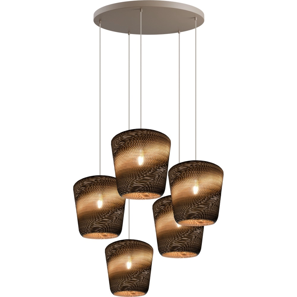 Pendellampe Carta Moody 5x Ø34 cm Think Paper Shade – Sand Masterlight 8718121420189
