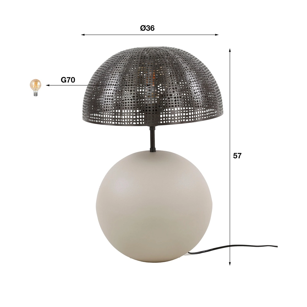 Moderne Tischlampe Sphere mit beigefarbenem Sockel – Ø 36 cm Lyora 8716803511521