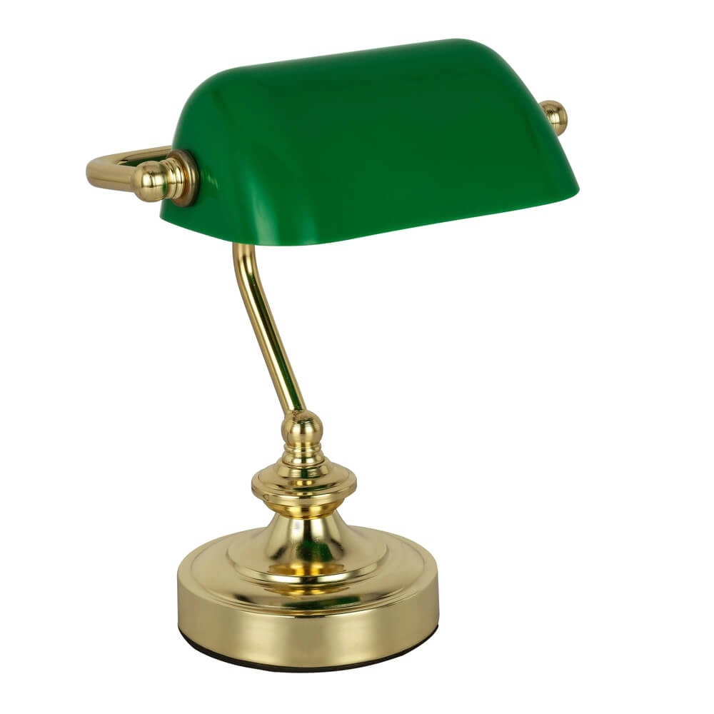 Klassische Schreibtischlampe Antique Gold mit grünem Glas Globo 9007371357451