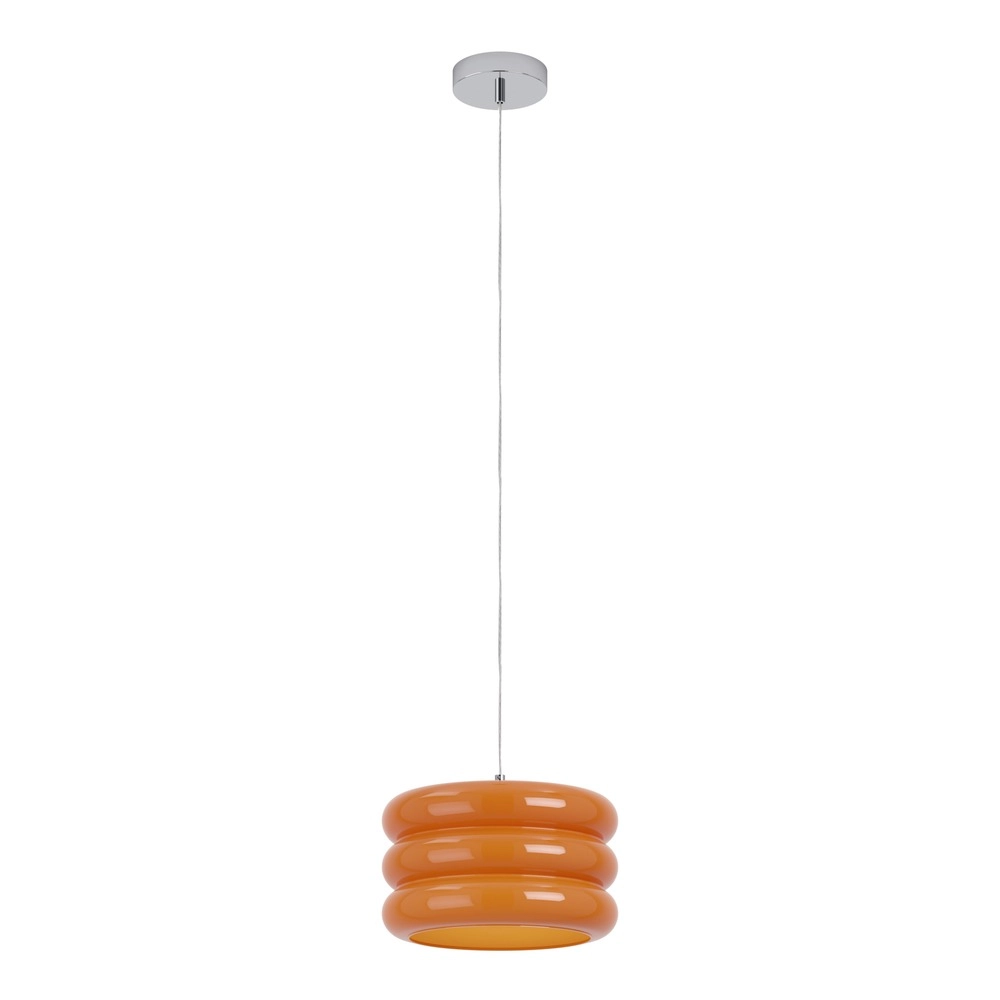 Design-Pendellampe Tortora Chrom mit orangefarbenem Ø 30cm