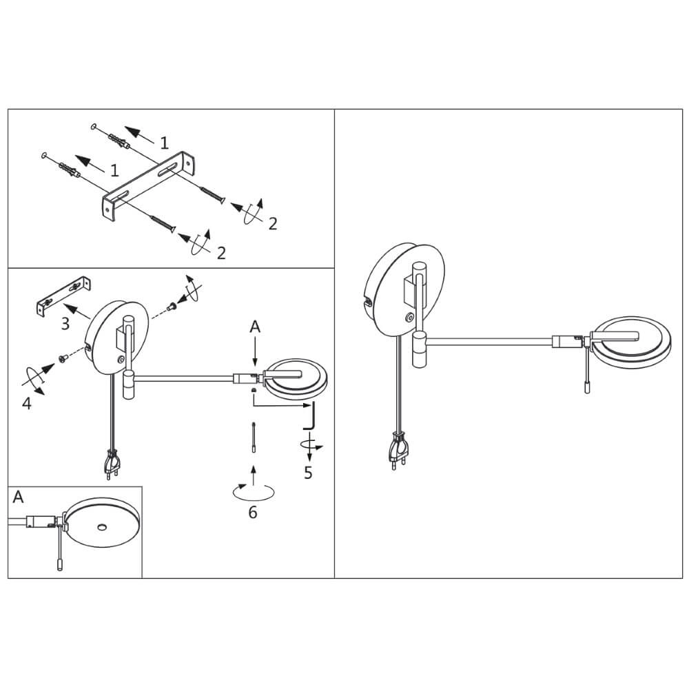 LED-Wandleselampe Turound 10 W – 2700 K – 62 cm Edelstahl-Klarglas Steinhauer 8712746133370
