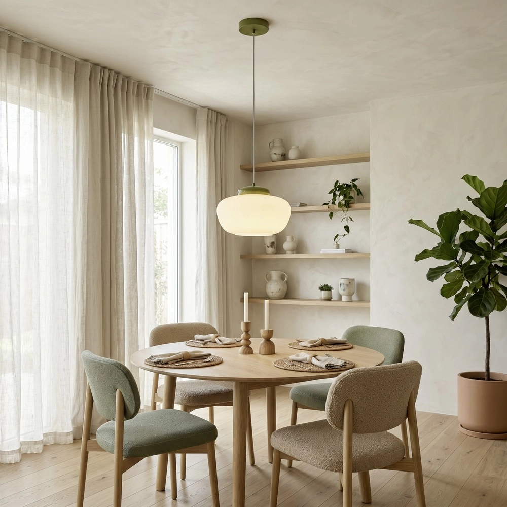 Design-Pendellampe Berardelli weiß mit grünem Ø 30 cm