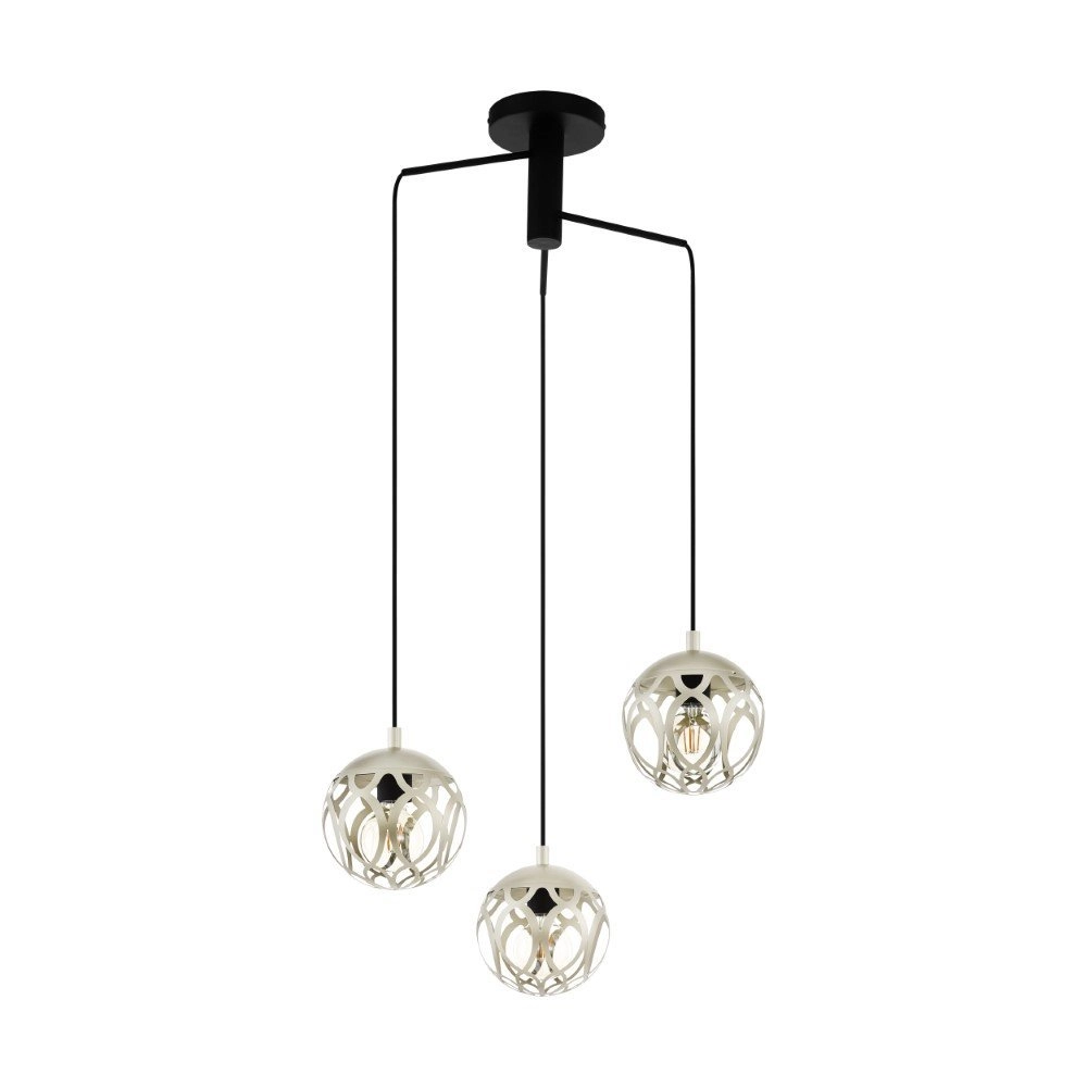 Pendelleuchte Mirtazza 3 Lichtschwarz mit Sahne
