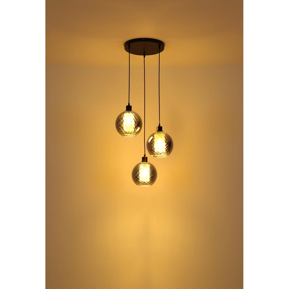 Design-Pendellampe Ulf 3-Licht Schwarz Globo 9007371533701