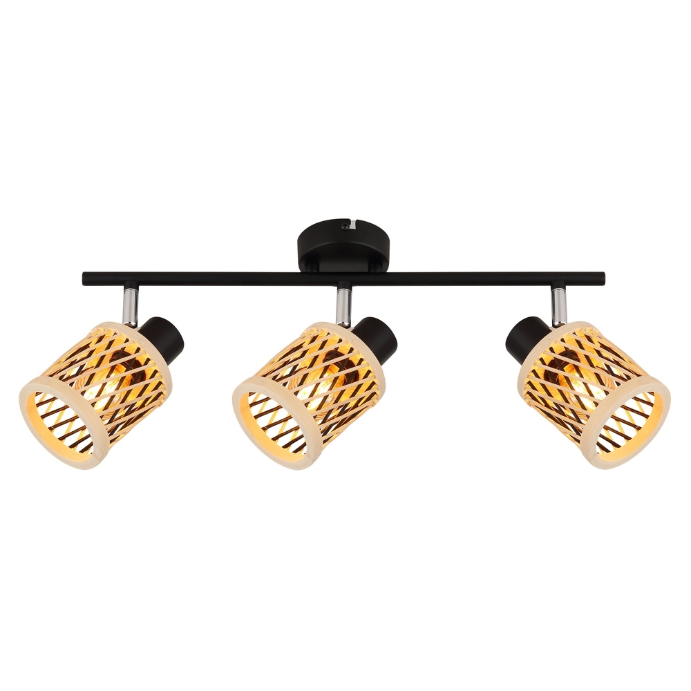 Wandlampe Mali 3-Licht Schwarz mit Kappen Globo 9007371533718