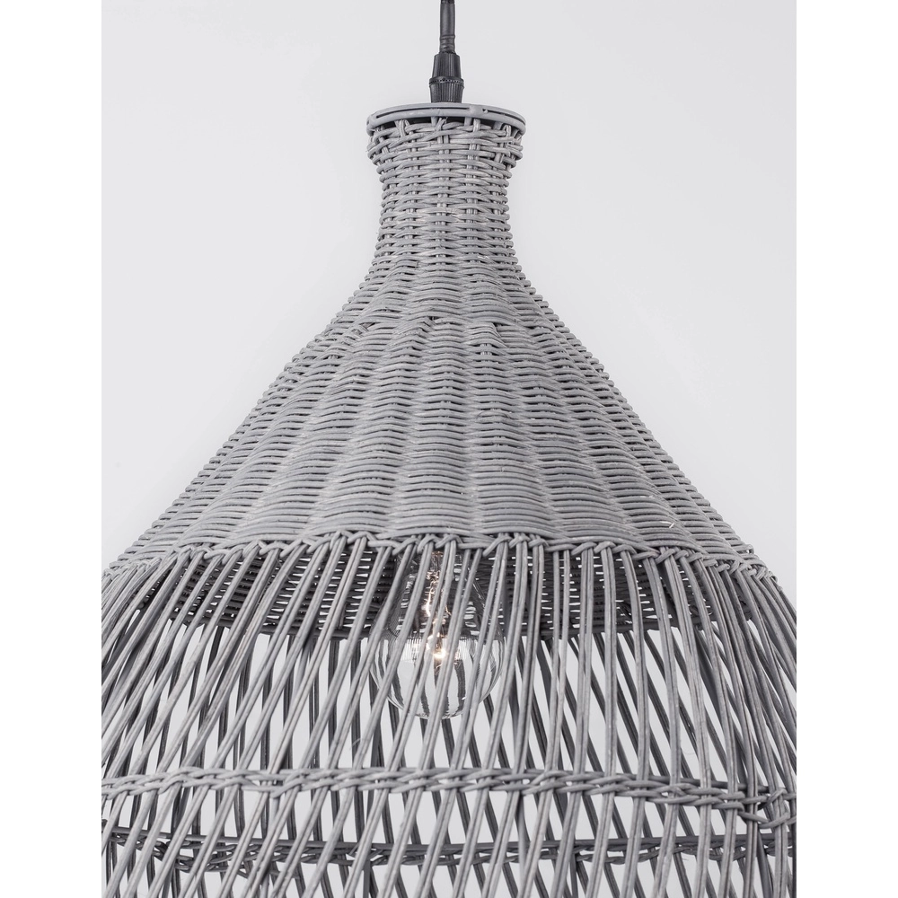 Graue Pendelleuchte Destin Rattan Ø 42cm Lyora 5212017416681