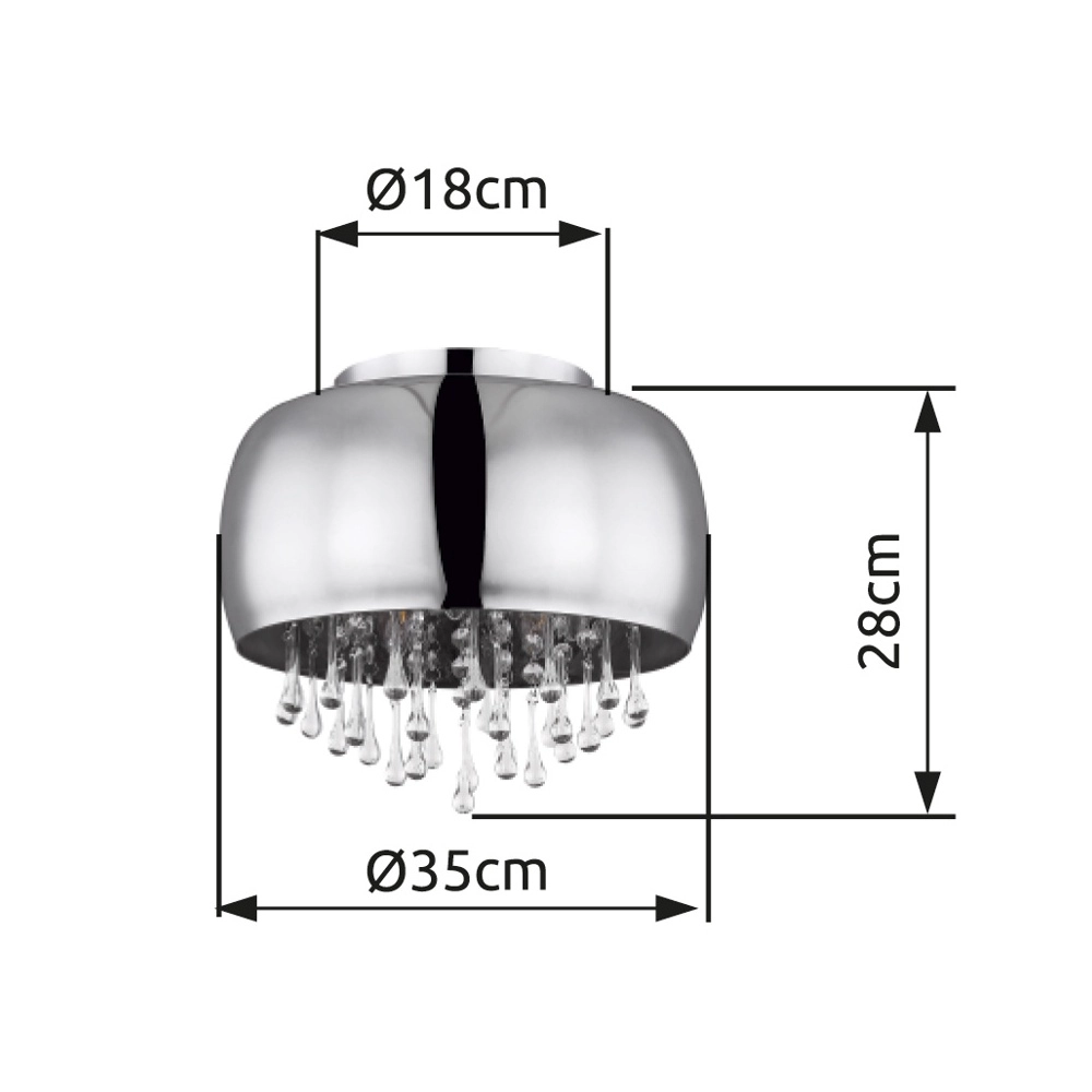 Deckenlampe Kalla Ø 35cm Chrom Globo 9007371388707