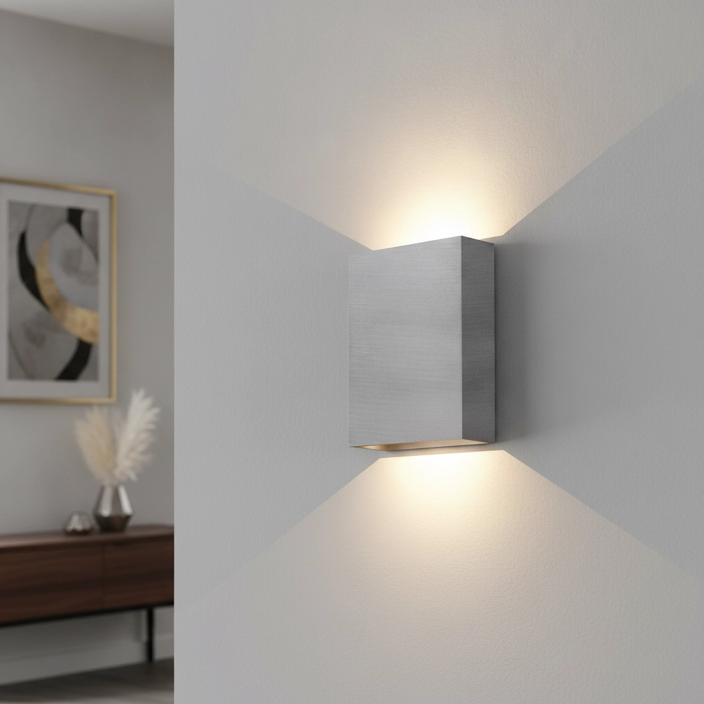 Schlanke Wandleuchte Memphis Rotguss Metall